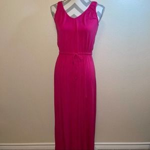 NWT LAMade Hot Pink Modal High Slit Front Sleeveless Maxi Dress Small
